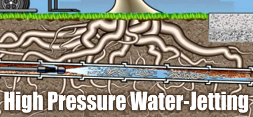 Hydro jetting a sewer line